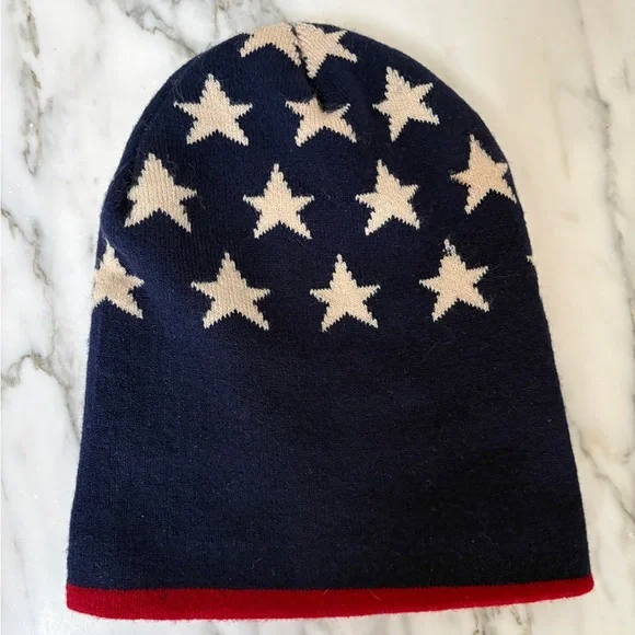 USA Knit Winter Beanie Hat - Red, White & Blue - Picture 2 of 3